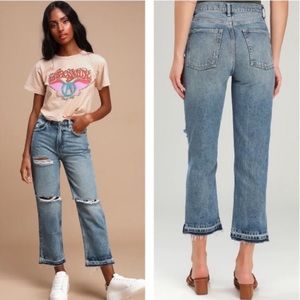 Free People Mom Jeans w/ Raw Hem